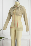 Coffee Street Solid Patchwork Turndown Collar Tops
