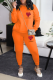 Orange Casual Print Patchwork O Neck Long Sleeve Two Pieces
