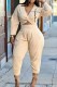 Beige Casual Print Patchwork V Neck Long Sleeve Two Pieces