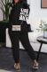 Black Street Print Make Old O Neck Long Sleeve Two Pieces