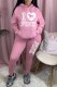 Pink Casual Print Letter Hooded Collar Long Sleeve Two Pieces