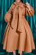 Khaki Elegant Solid Bandage Patchwork Half A Turtleneck A Line Dresses