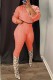 Pink Casual Solid Patchwork Hooded Collar Long Sleeve Two Pieces