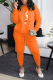 Orange Street Print Patchwork O Neck Long Sleeve Two Pieces