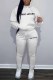 White Street Print Letter Hooded Collar Long Sleeve Two Pieces