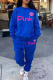 Blue Casual Print Patchwork O Neck Long Sleeve Two Pieces