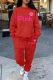 Red Casual Print Patchwork O Neck Long Sleeve Two Pieces