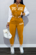 Orange Street Print Patchwork Long Sleeve Two Pieces