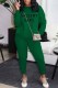 Dark Green Casual Print Letter O Neck Long Sleeve Two Pieces