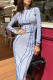 Blue Sexy Solid Patchwork O Neck One Step Skirt Dresses