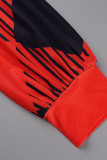 Red Casual Print Patchwork With Bow V Neck One Step Skirt Dresses