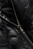 Black Casual Solid Patchwork Mandarin Collar Outerwear