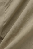 Coffee Street Solid Patchwork Turndown Collar Tops