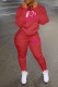 Red Casual Print Patchwork Zipper Collar Long Sleeve Two Pieces