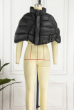 Black Casual Solid Patchwork Mandarin Collar Outerwear