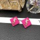 Rose Red Simplicity Letter Patchwork Earrings