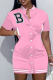 Pink Casual Print Buckle Mandarin Collar Pencil Skirt Dresses