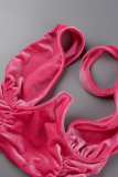 Pink Sexy Solid Patchwork Halter Sleeveless Two Pieces