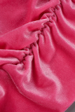 Pink Sexy Solid Patchwork Halter Sleeveless Two Pieces