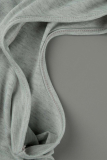 Grey Sexy Solid Hollowed Out One Shoulder Skinny Jumpsuits
