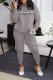 Grey Street Print Letter O Neck Long Sleeve Two Pieces