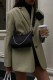Green Casual Solid Backless Turndown Collar Outerwear