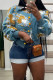 Peacock Blue Casual Elegant Patchwork Buckle Outerwear