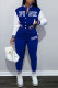 Blue Street Print Patchwork Long Sleeve Two Pieces