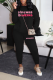 Black Street Print Patchwork O Neck Long Sleeve Two Pieces