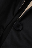 Blue Casual Solid Patchwork Turn-back Collar Long Sleeve Two Pieces