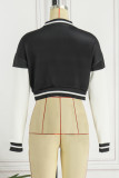 Red Casual Letter Print Buttons Cardigan Outerwear