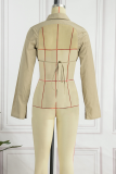 Coffee Street Solid Patchwork Turndown Collar Tops