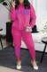 Rose Red Casual Print Patchwork O Neck Long Sleeve Two Pieces