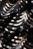 Black Sexy Sequins Patchwork V Neck One Step Skirt Dresses