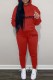 Red Casual Letter Print Basic Hooded Collar Long Sleeve Two Pieces