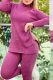 Red Street Solid Patchwork Half A Turtleneck Long Sleeve Two Pieces