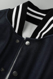 Black Casual Street Print Patchwork Buckle Outerwear
