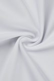 White Casual Solid Fold V Neck Waist Skirt Dresses