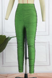 Green Street Solid Patchwork Skinny High Waist Pencil Solid Color Bottoms