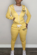 Yellow Street Print Draw String Half A Turtleneck Long Sleeve Two Pieces