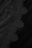 Black Sexy Solid Patchwork See-through Strapless Long Dress Dresses