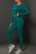 Ink Green Casual Sportswear Solid Patchwork O Neck Long Sleeve Two Pieces