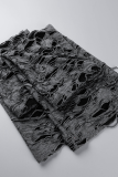 Grey Black Sexy Solid Ripped Off the Shoulder Short Sleeve Three Pieces