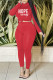 Red Casual Print Patchwork Turtleneck Long Sleeve Two Pieces