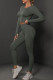 Dark Gray Casual Sportswear Solid Patchwork O Neck Long Sleeve Two Pieces