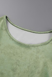 Green Sexy Solid Patchwork O Neck One Step Skirt Dresses