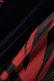 Red Sexy Print Patchwork Spaghetti Strap Sling Dress Dresses