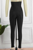 Purple Casual Sportswear Solid Patchwork Skinny High Waist Pencil Solid Color Bottoms