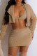 Brown Sexy Casual Solid Basic Turndown Collar Long Sleeve Two Pieces