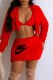 Red Street Print Letter Long Sleeve Three Pieces